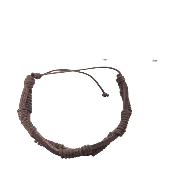 Boho Brown Braided Genuine Leather Wrap Bracelet - Picture 4 of 5